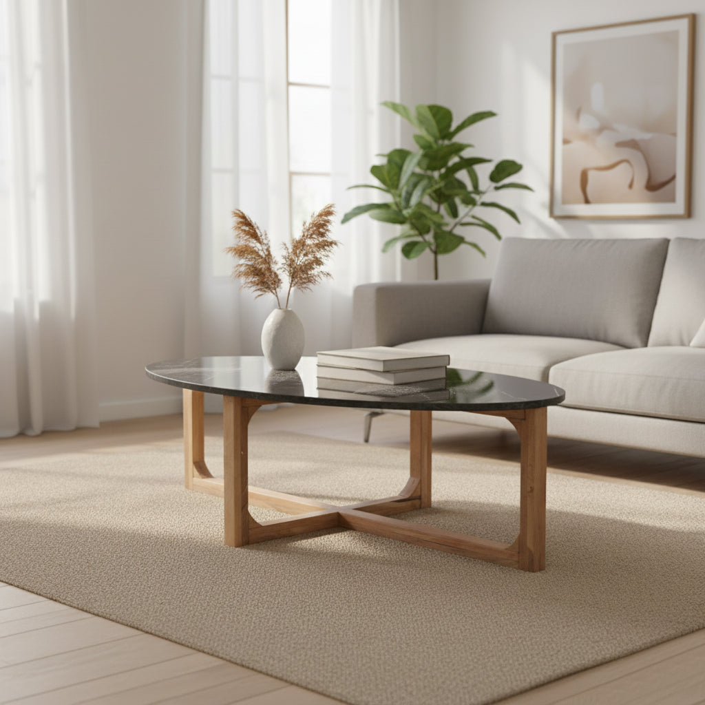 Salontafel Marmer Ovaal Groen Raw Materials