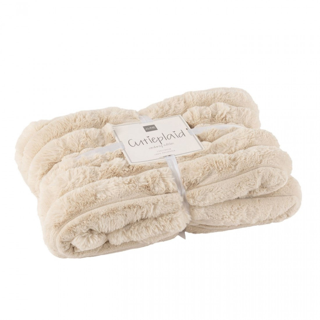 Plaid Large Corduroy Polyester Beige 180cmx130cm J-Line