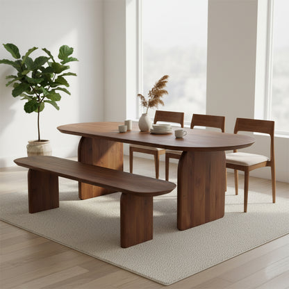 Eetkamerbank Bullnose Bruin Mangohout 200cm Raw Materials