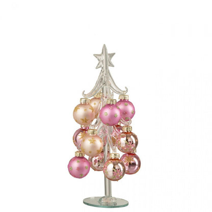 Kerstboom + Ballen Glas Roze/Transparant Small J-Line