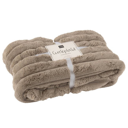 Große Plaid aus Cord und Polyester in Taupe – J-Line