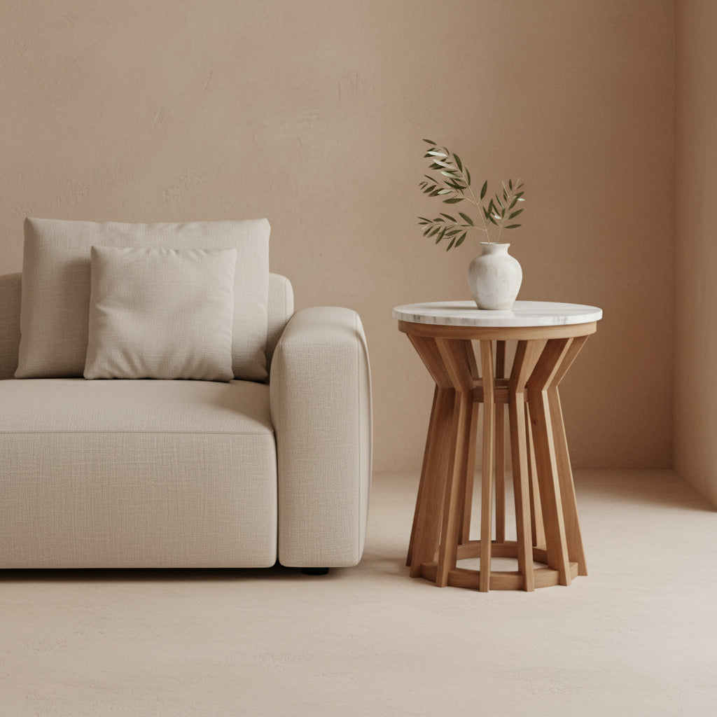 Sarawak Bijzettafel Marmer Wit Raw Materials