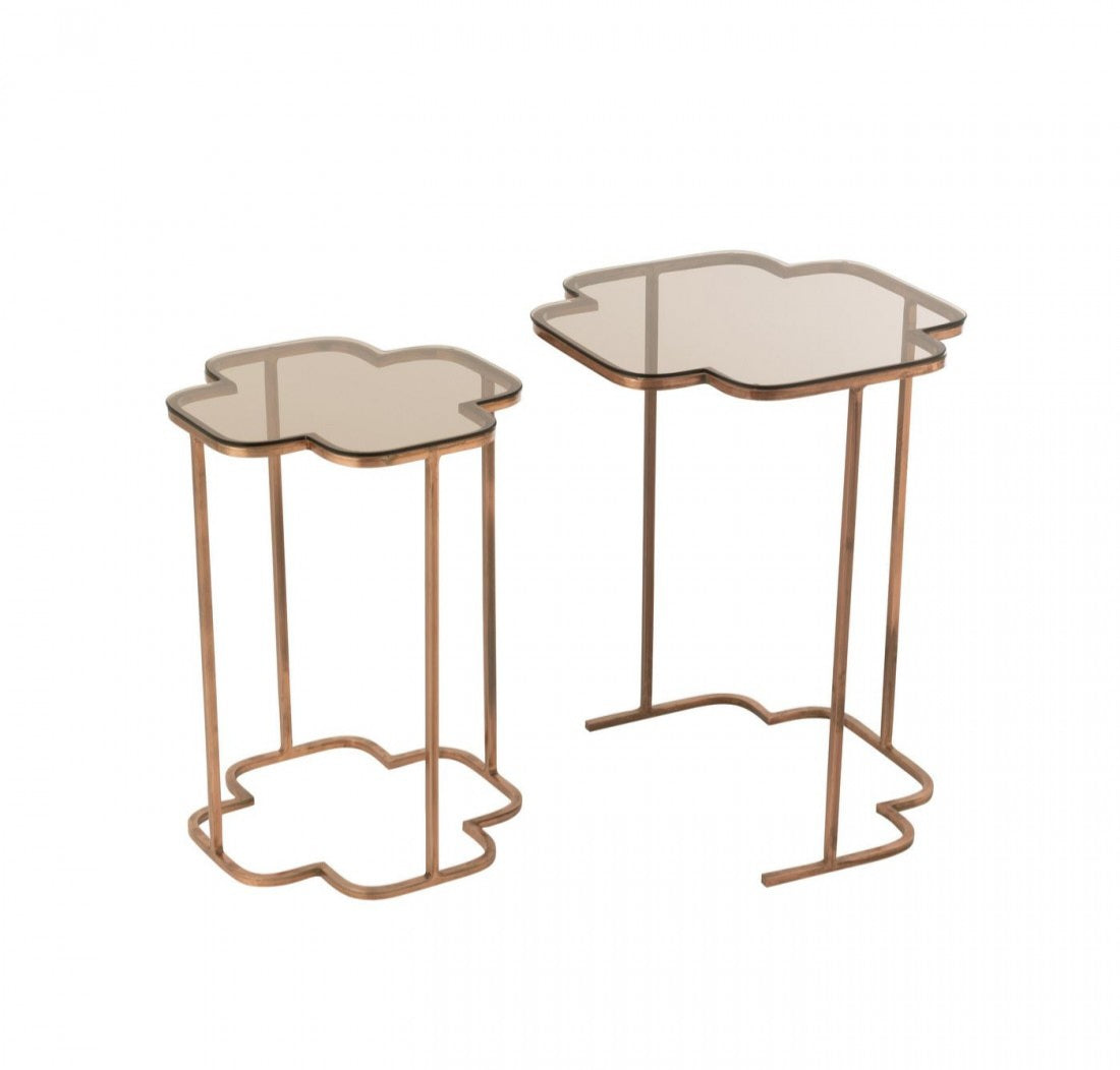 Set Van Twee Bijzettafels Ones Metaal Koper j-line