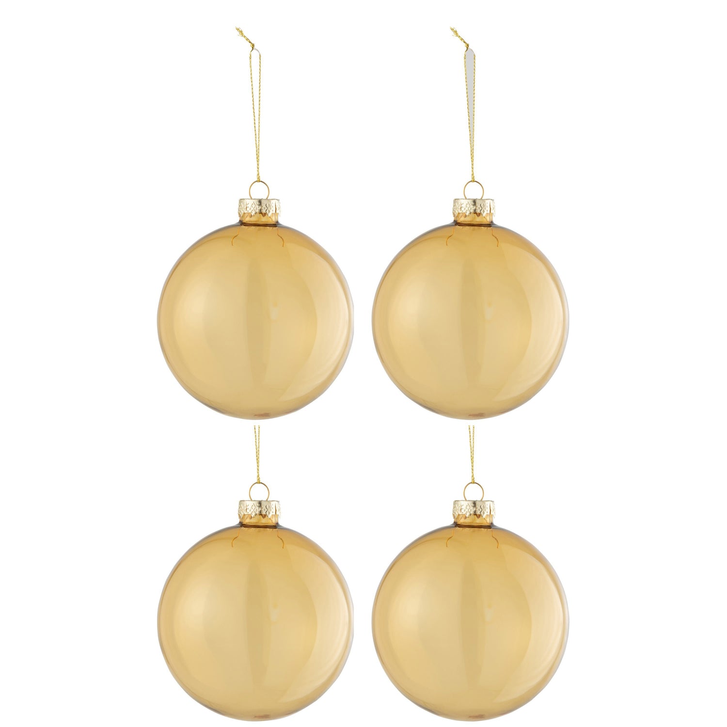 Doos Van 4 Kerstballen Effen Transparant Goud Medium J-Line