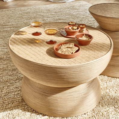 TAMBOU - Salontafel - rotan / bamboe - DIA 70 x H 40 cm - Naturel Pomax