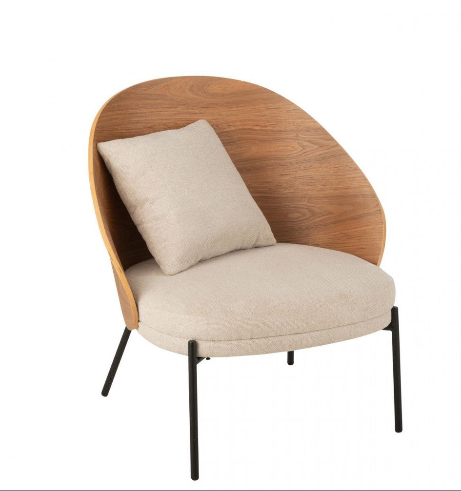 Loungestoel Lone Multiplex/Metaal Naturel/Beige J-Line