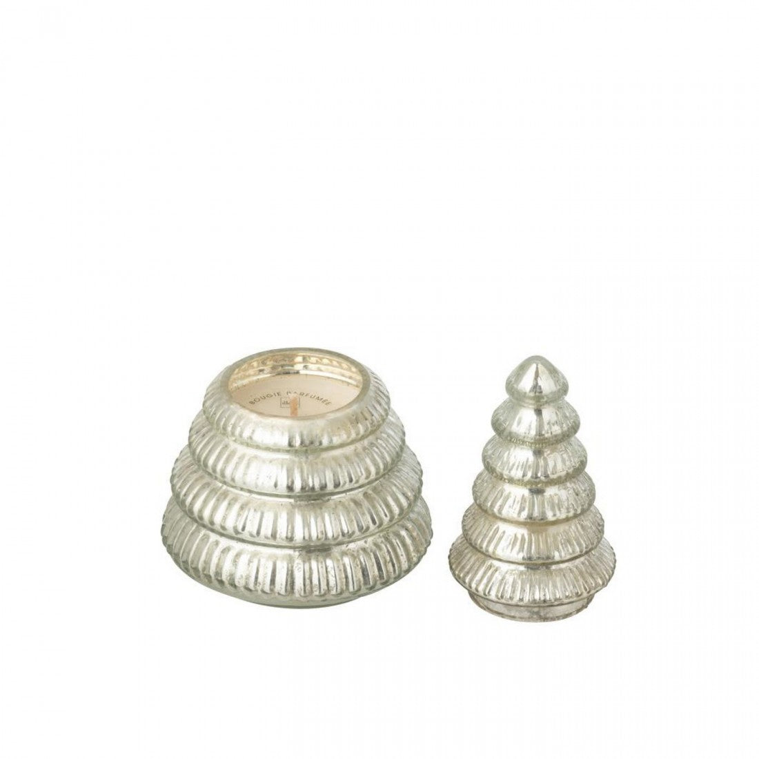 Geurkaars Boom Geribbeld Glas Zilverkleurig Small J-Line