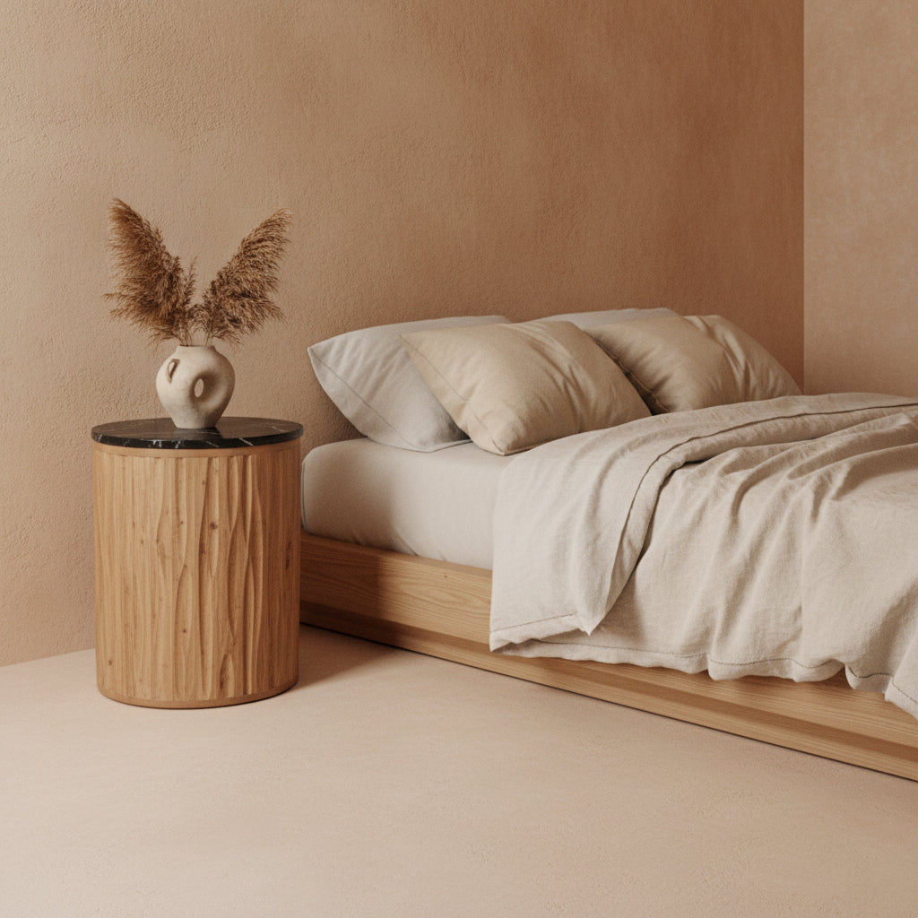 Ronde Bijzettafel Langkawi Marmer Zwart Raw Materials