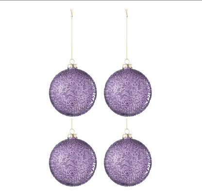 Doos Van 4 Kerstbal Parels Glas Mauve Small J-Line