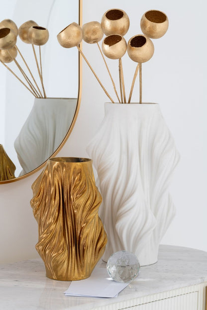 Vaas 3d Print Onregelmatig Porselein Wit Dia26cmxH40cm J-Line