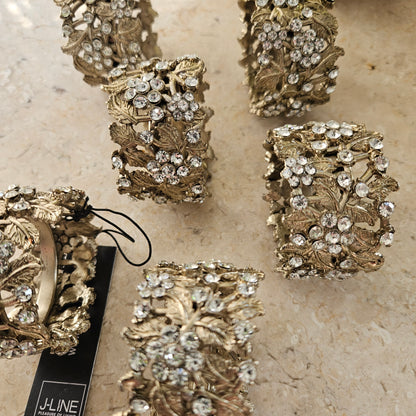 Doos 6 Servetring Breed Metaal Goud J-Line