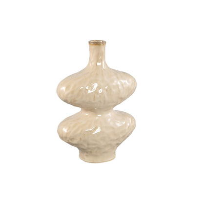 Chelsean Cream Ovaal Bulby Shaped Ceramic Vaas L 28x16x40cm PTMD
