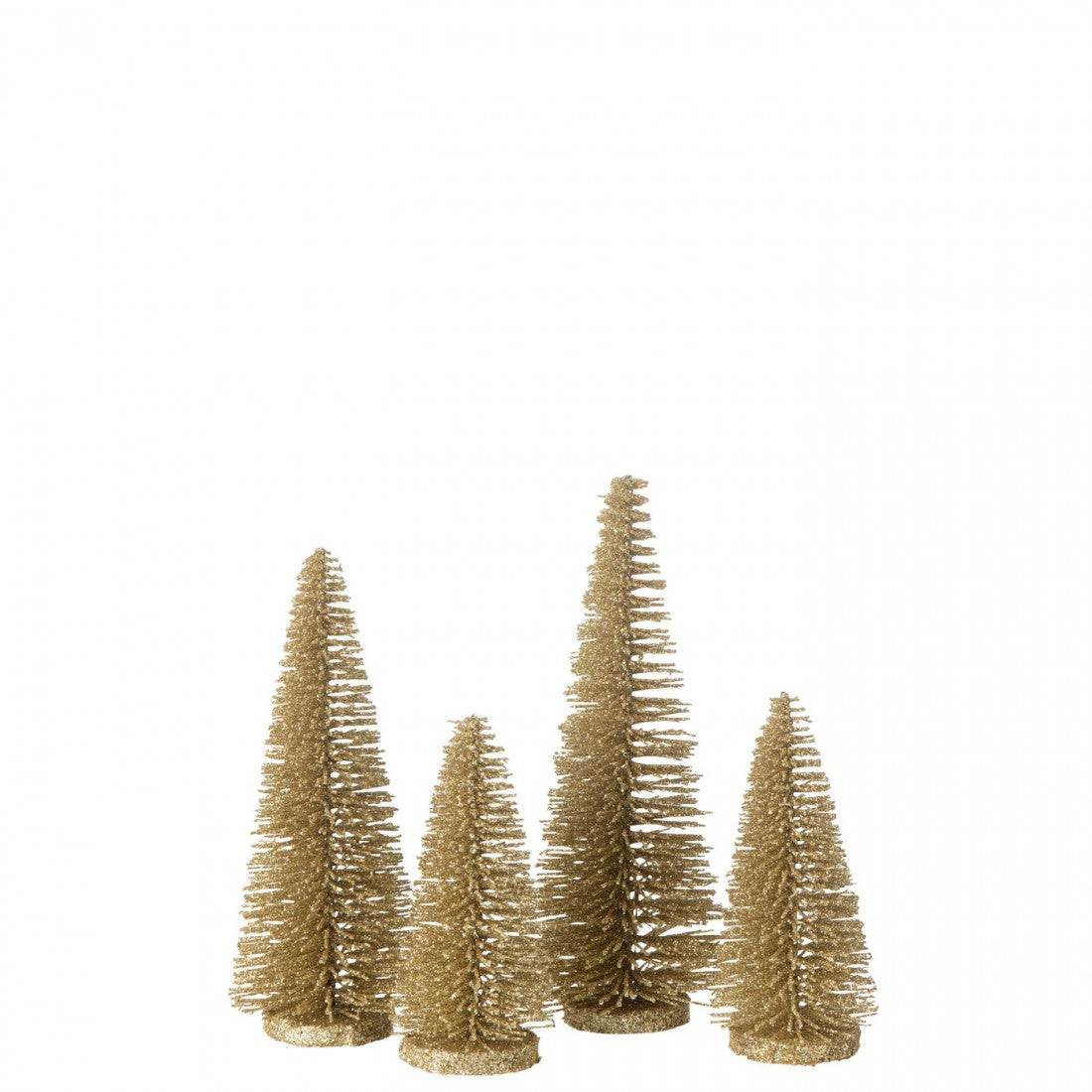 Doos Met 4 Kerstboom Decoratief Glitter Kunststof Lichtgoud J-Line