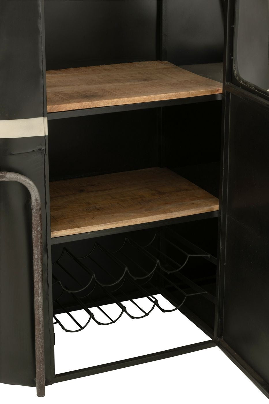 Barmeubel Kabelwagen Ijzer/Mangohout Zwart/Wit J-Line