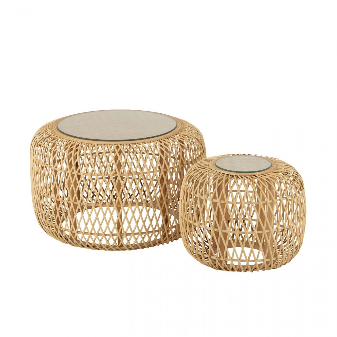 Bijzettafels Afrika Bamboe/Sparhout Naturel Set van 2 J-Line