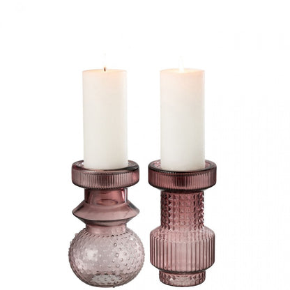 Kaarshouder Geometrisch Glas Rose Set van 2 J-Line