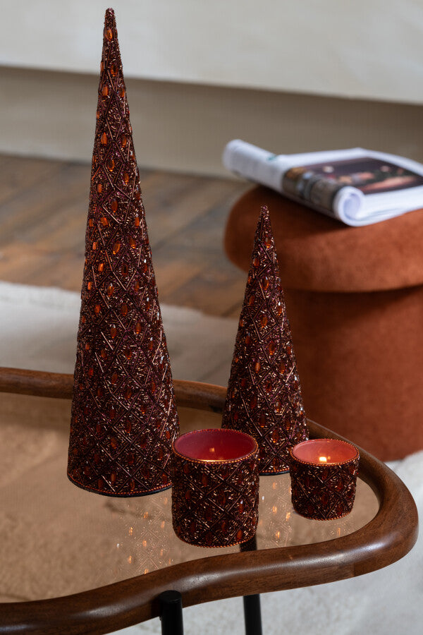 Kegel Ijzer/Kralen Donkerbruin/Roestbruin Set van 3 J-Line