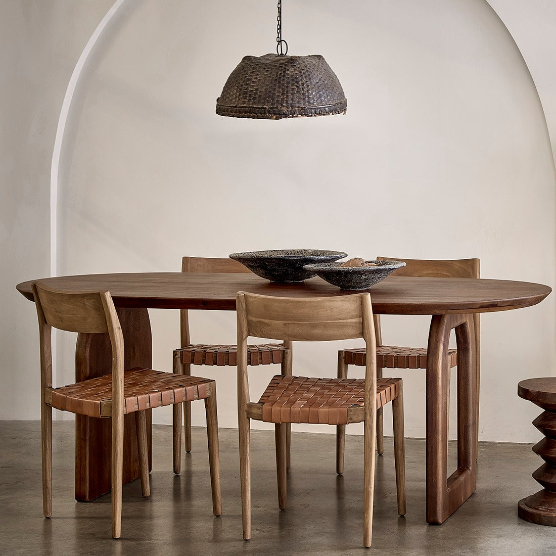 Bullnose Eettafel Mix Bruin 180cm Raw Materials