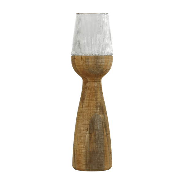 Arbre - Windlicht/vaas - Mango hout / glas - DIA 22 x H 82 cm - Naturel Pomax