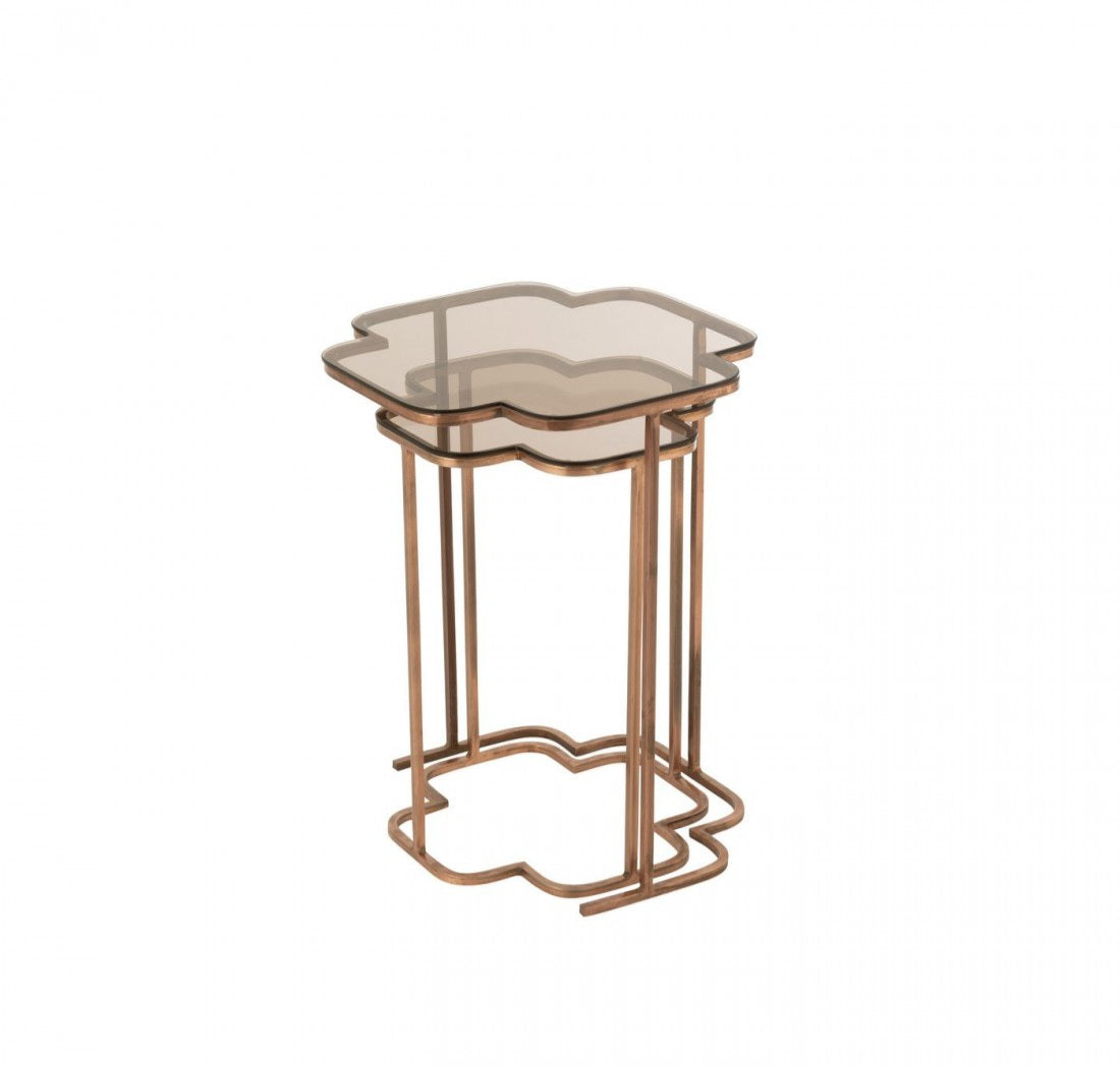 Set Van Twee Bijzettafels Ones Metaal Koper j-line