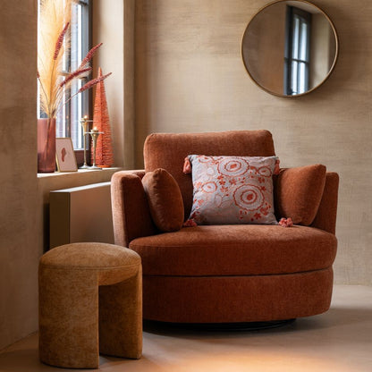 Loungestoel Swiv Populierenhout/Schuim Roest J-Line