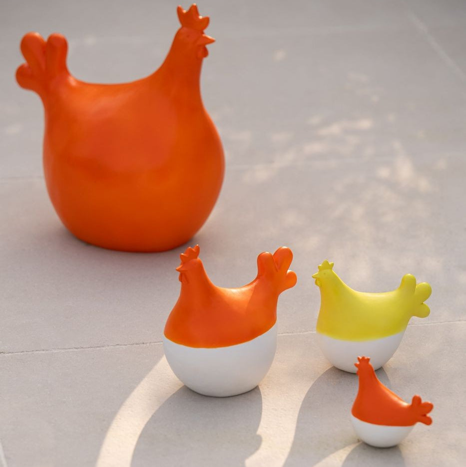 Set Van 3 Hanen Polyresin Wit/Geel J-Line