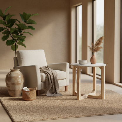 Marmeren bijzettafel rond bruin Raw Materials