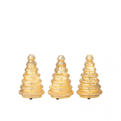 Boom Led Geribbeld Glas Goudkleurig Set van 3 J-Line