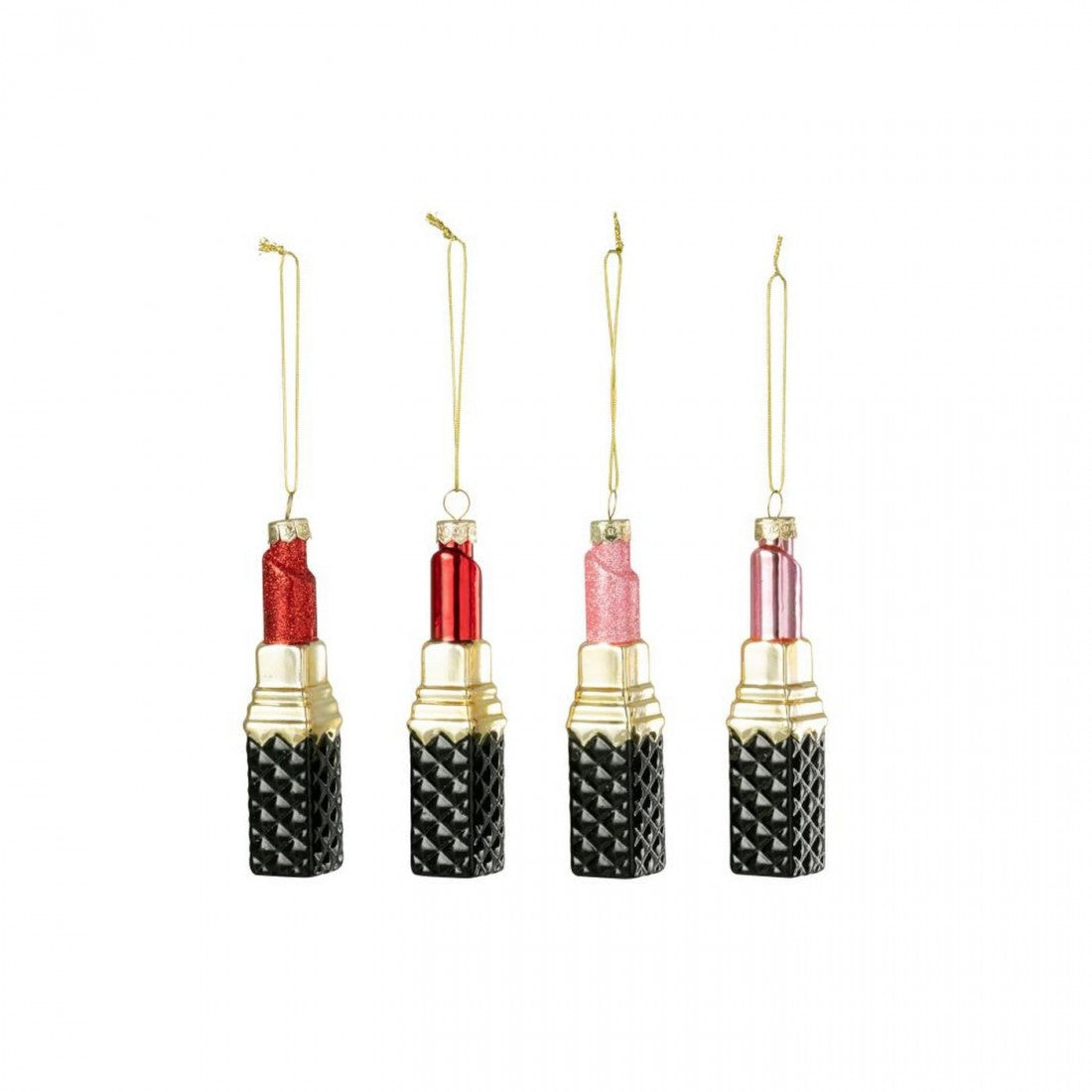 Hanger Lippenstift Glas Rood/Roze Set van 4 J-Line