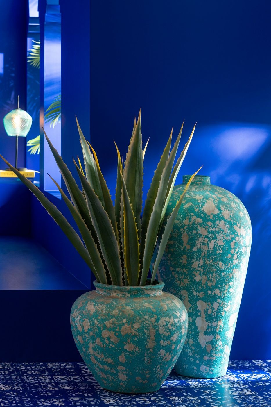 Flowerpot Antique Round Cement Azur Ø56xH50cm J-Line