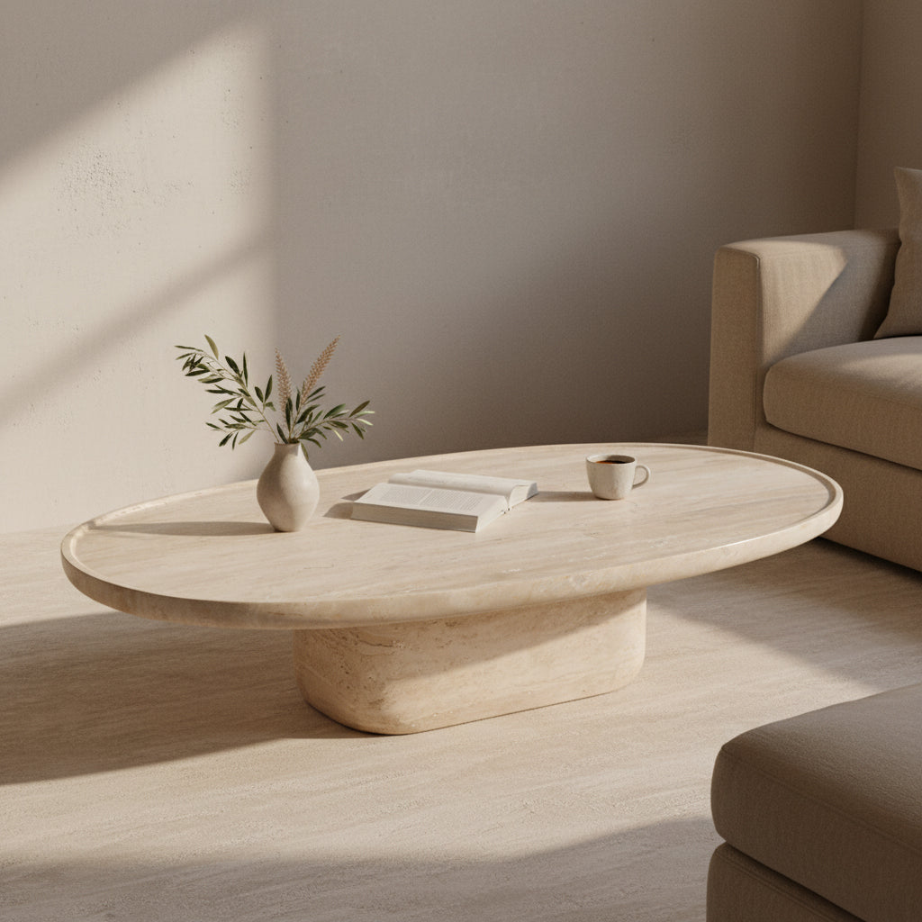 Travertin-Couchtisch Oval Raw Materials