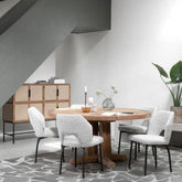 Castello eettafel ingelegd gerecycled teakhout blad detail