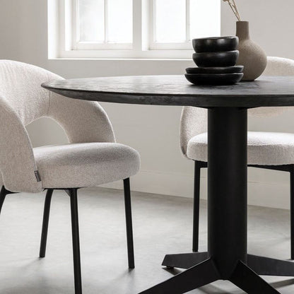 Ronde eettafel Soho Ø130cm met eetkamerstoelen DTP Home