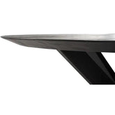Ronde eettafel Black Shape zwart teak met ijzeren onderstel