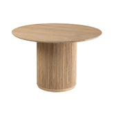 Ronde Eetkamertafel Vincent Mangohout Naturel Large van J-Line, lichte houten eettafel met cilindervoet op wit