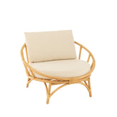 Ronde Loungestoel + Kussen Rotan/Textiel Naturel/Wit J-Line - Loungestoel - J-Line - livinglovely.nl