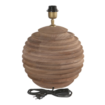 Roven Natural mango wood ribbed table lamp base PTMD - Tafellamp - PTMD - livinglovely.nl