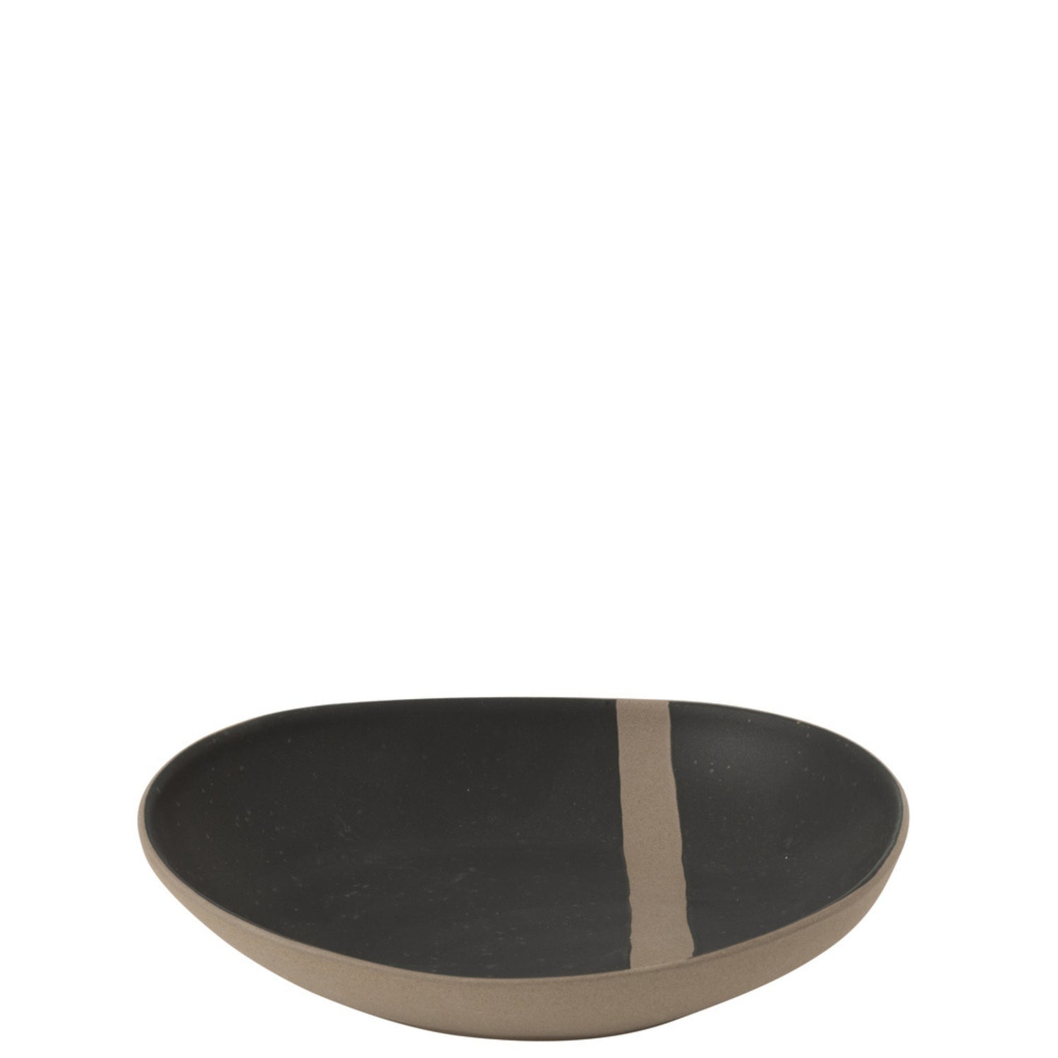 Saladebord Keramiek Zwart/Taupe J-Line - Bord - J-Line - livinglovely.nl