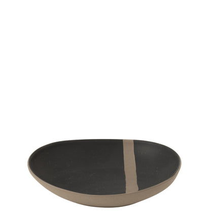Saladebord Keramiek Zwart/Taupe J-Line - Bord - J-Line - livinglovely.nl