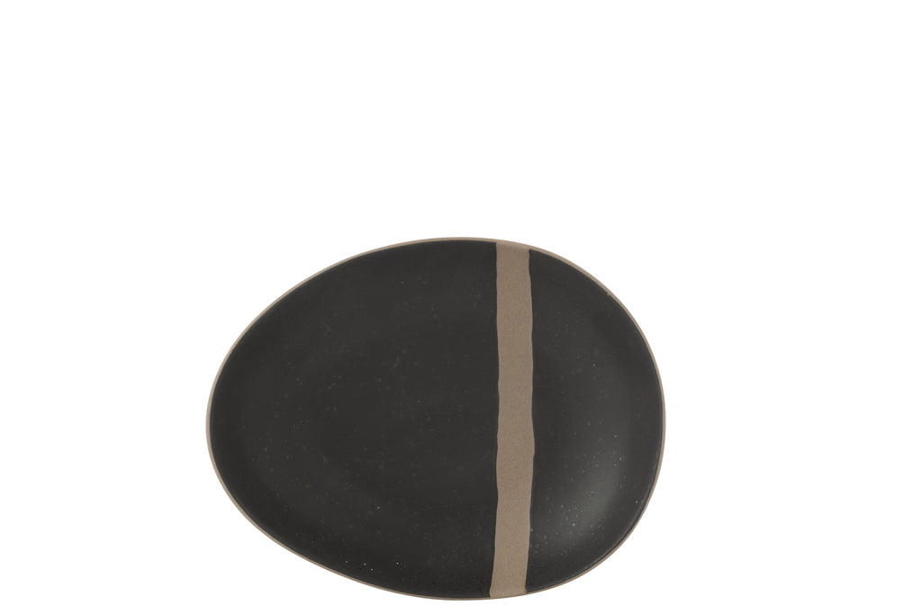 Saladebord Keramiek Zwart/Taupe J-Line - Bord - J-Line - livinglovely.nl