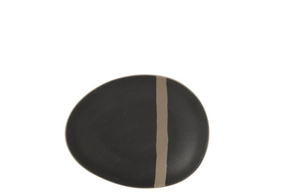Saladebord Keramiek Zwart/Taupe J-Line - Bord - J-Line - livinglovely.nl