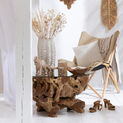 Salon Tafel Raoul Teak Hout Naturel Large - Salontafel - J-Line - livinglovely.nl