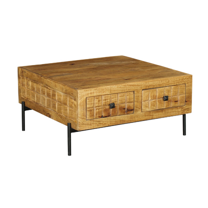 Salontafel Brandy van Starfurn vanuit een andere hoek, blad van 80 bij 80 cm