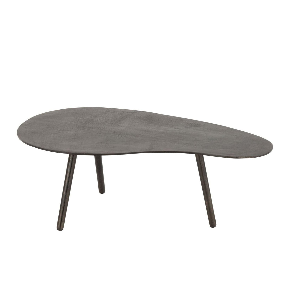 Salontafel Drop Aluminium/IJzer Zwart Small van J-Line, zwarte salontafel van aluminium, vooraanzicht