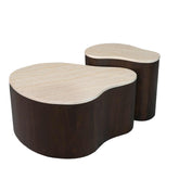 Salontafel Lovi 50cm van Starfurn in bruin, compacte mangohouten tafel met organische vorm