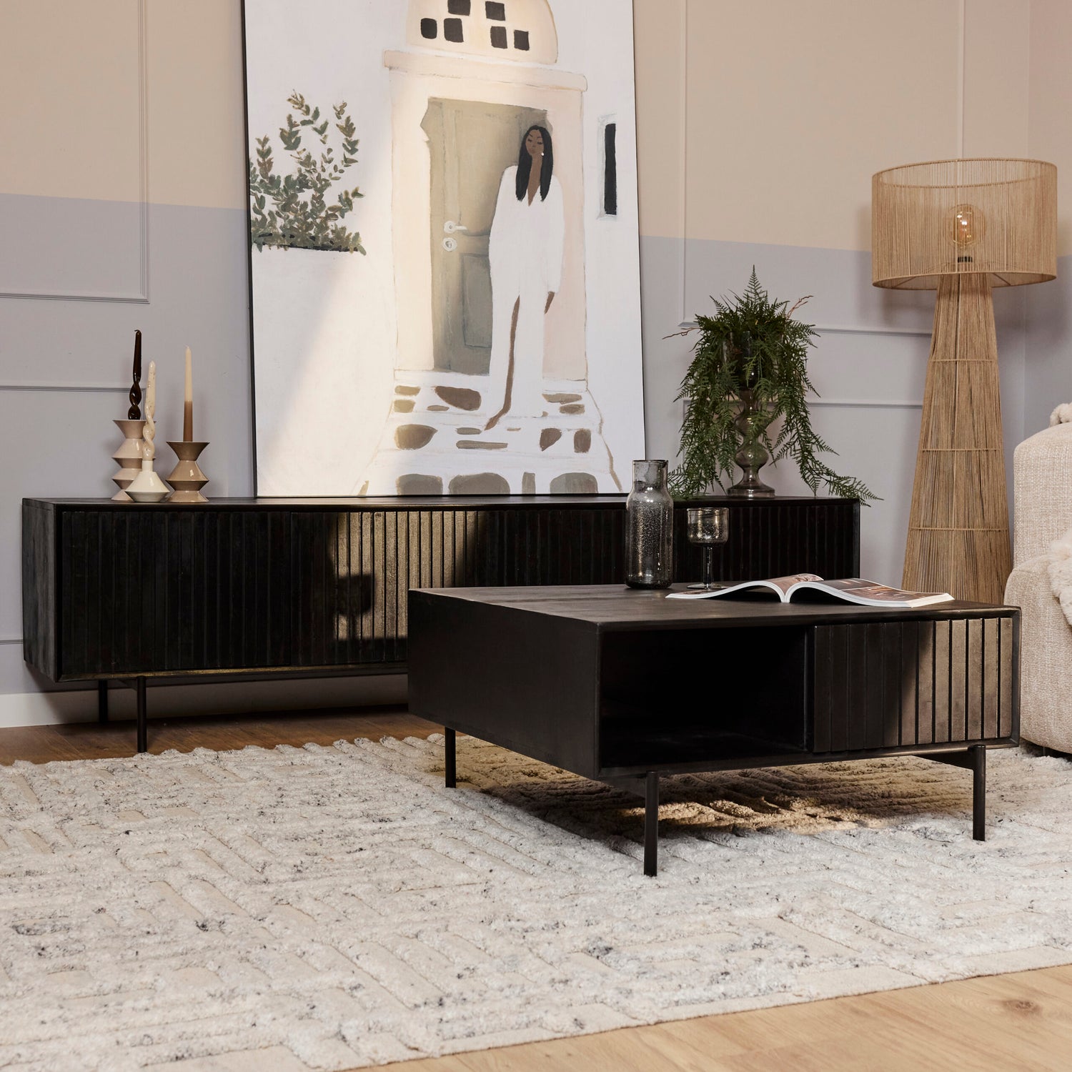 Madison salontafel 80 cm schuin van boven gezien met twee gesloten lades