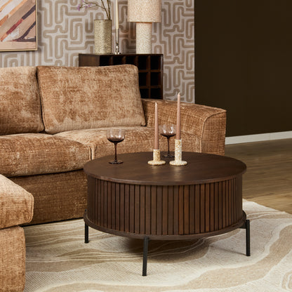 Ronde salontafel Madison van Starfurn in een warm ingericht interieur