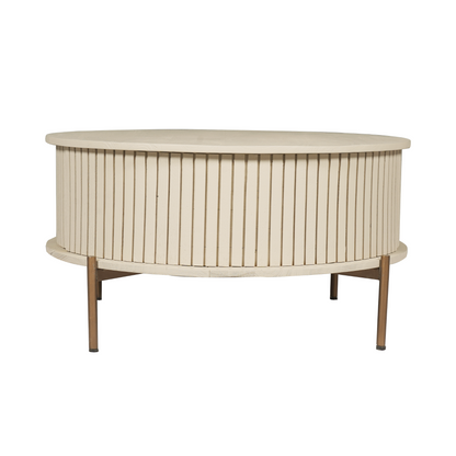 Salontafel Madison van Starfurn van opzij, waarbij de hoogte van 40 cm en het lattenpatroon opvallen