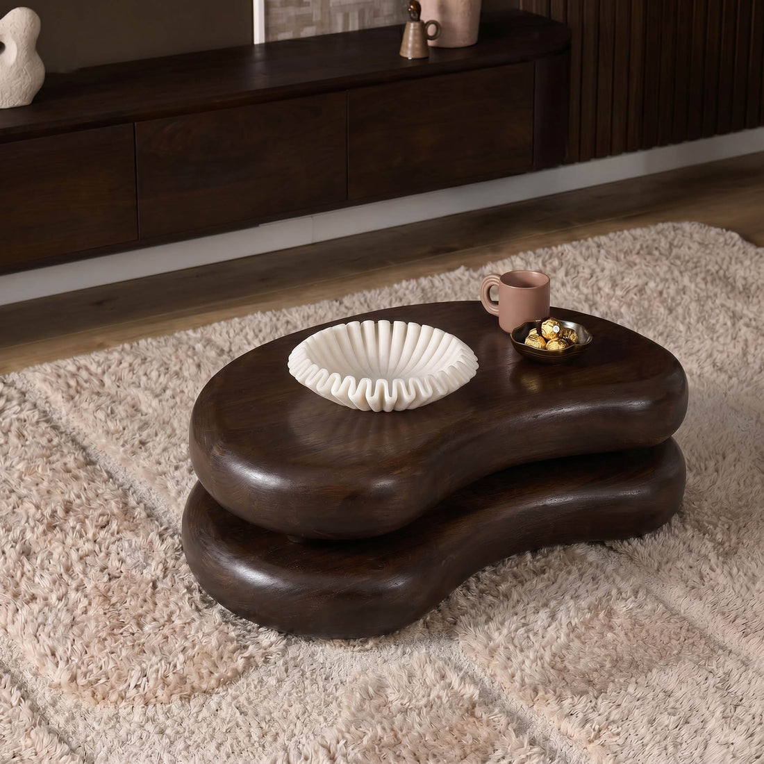 Salontafel Mads van Starfurn in bruin mangohout, 99 cm breed