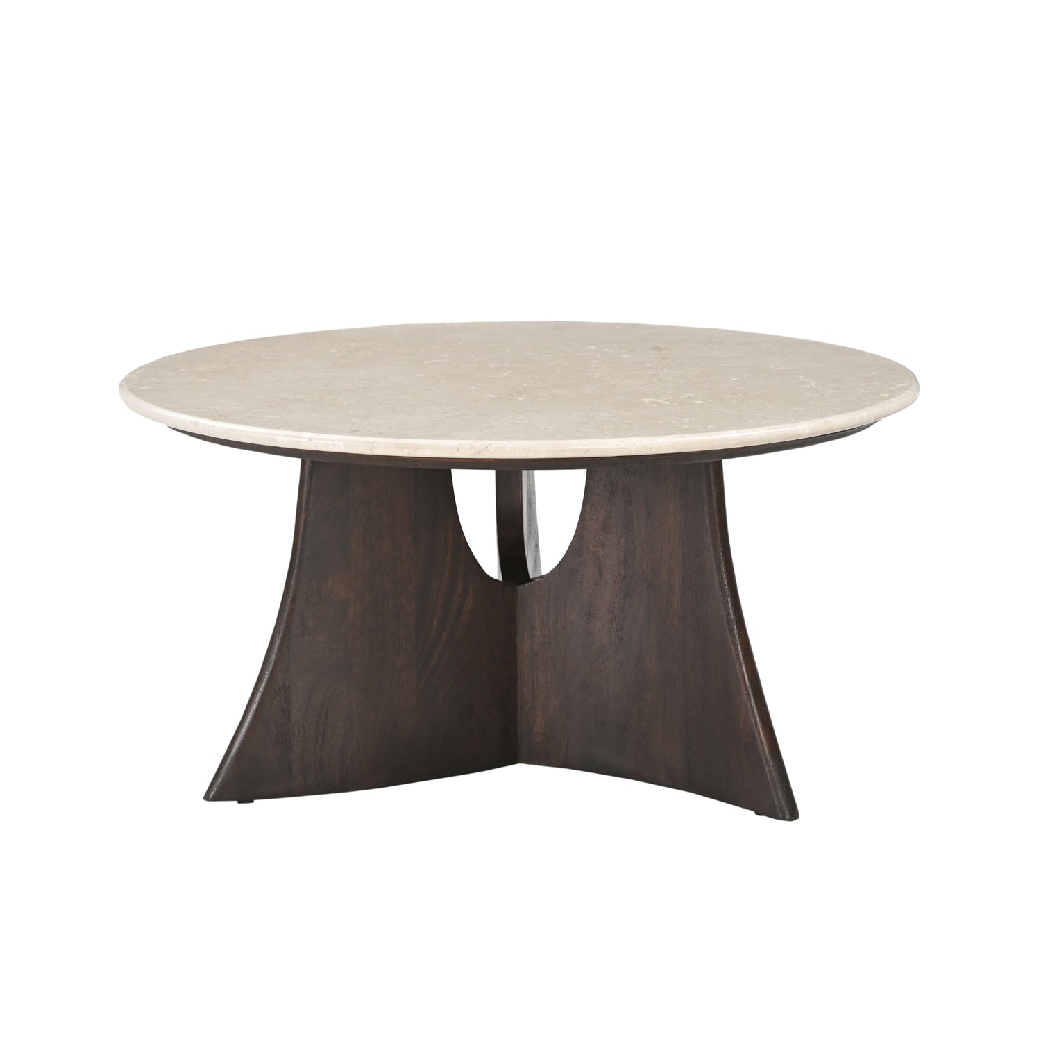 Salontafel Milo Botticino Marmer 80cm van Starfurn in een woonkamer voor een lichte bank